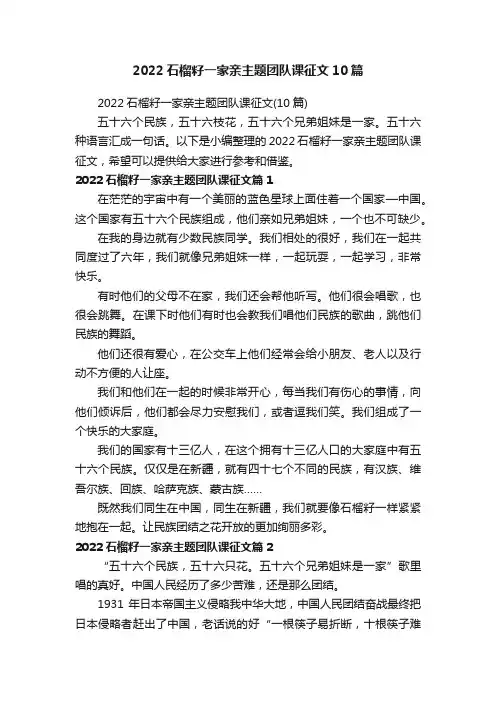 2022石榴籽一家亲主题团队课征文10篇