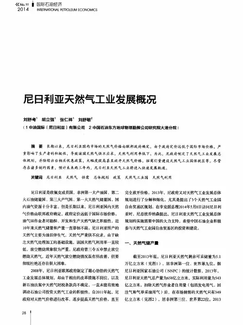 尼日利亚天然气工业发展概况