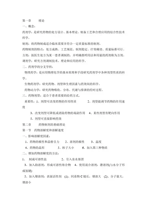 药剂学期末复习资料