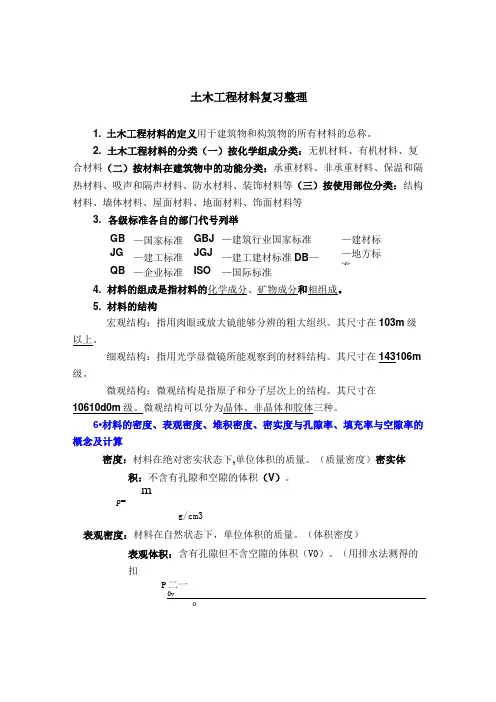土木工程材料知识点整理