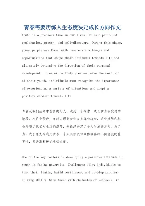 青春需要历练人生态度决定成长方向作文