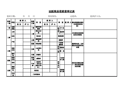 医院总值班记录表