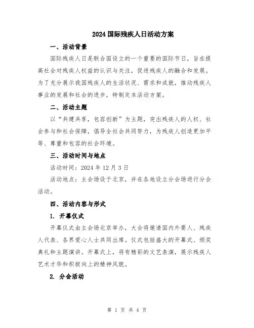 2024国际残疾人日活动方案