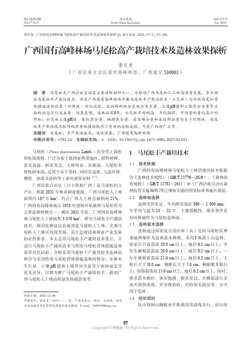 210977245_广西国有高峰林场马尾松高产栽培技术及造林效果探析