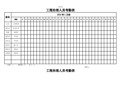 项目管理人员考勤表