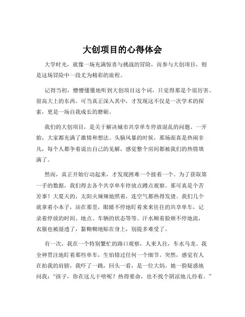 大创项目的心得体会