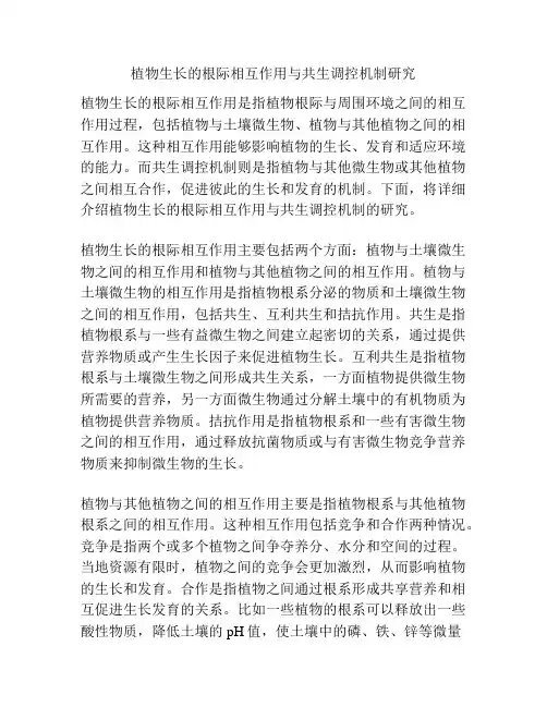 植物生长的根际相互作用与共生调控机制研究
