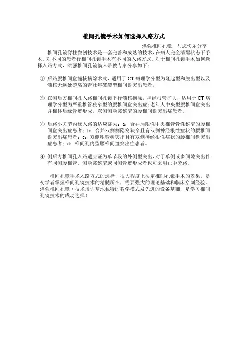椎间孔镜手术入路