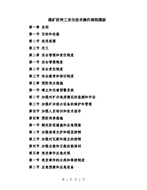 煤矿防突工安全技术操作规程模版