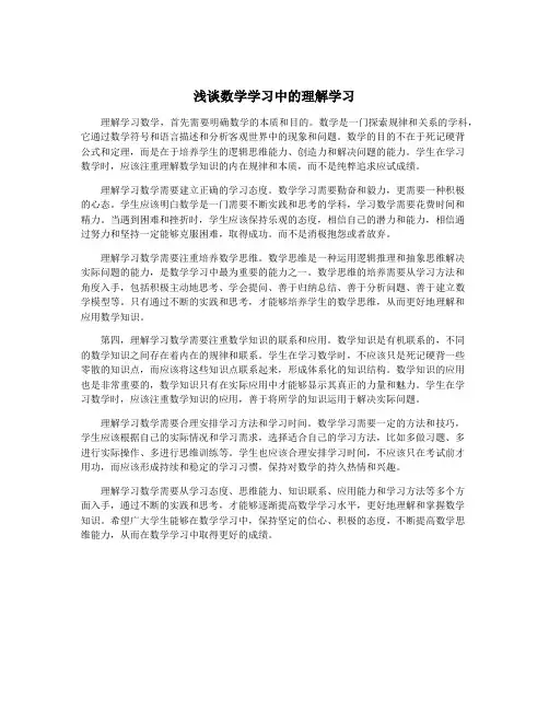 浅谈数学学习中的理解学习