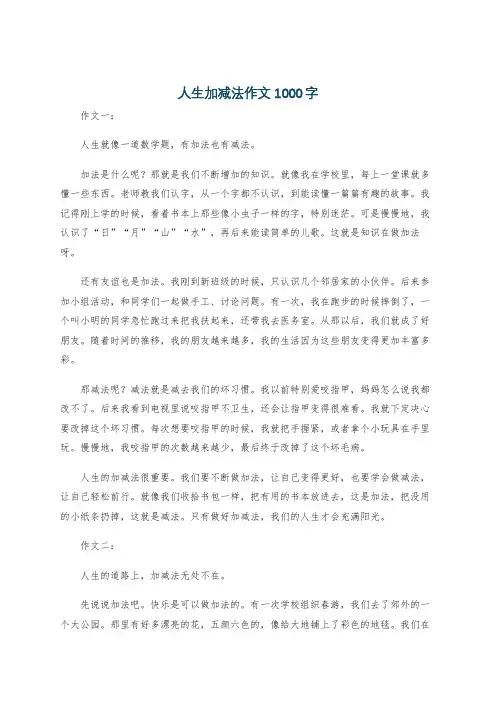 人生加减法作文1000字