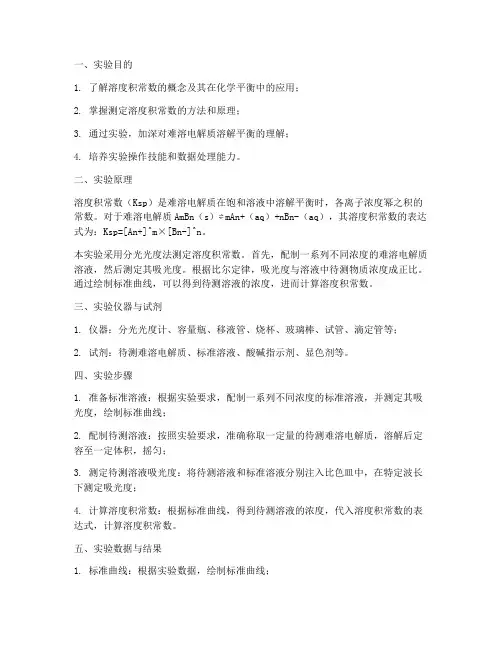 溶度积实验报告