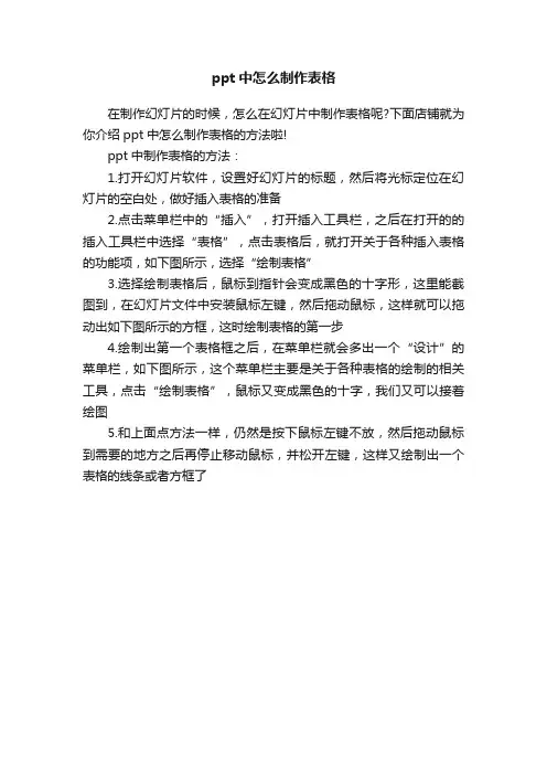 ppt中怎么制作表格