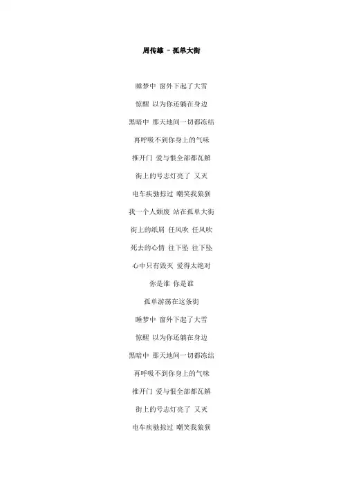 孤单大街文本歌词