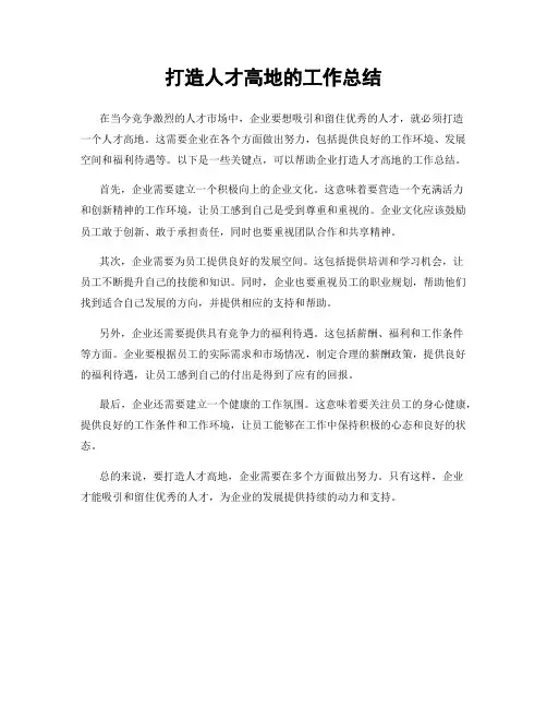 打造人才高地的工作总结
