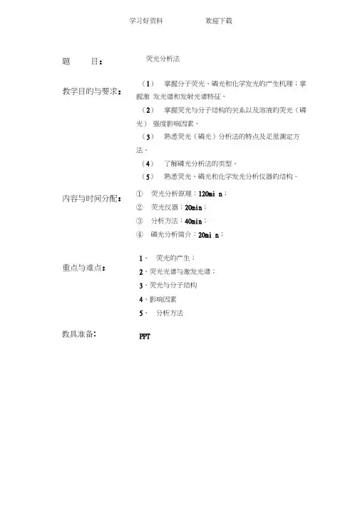 现代仪器分析-荧光分析教案