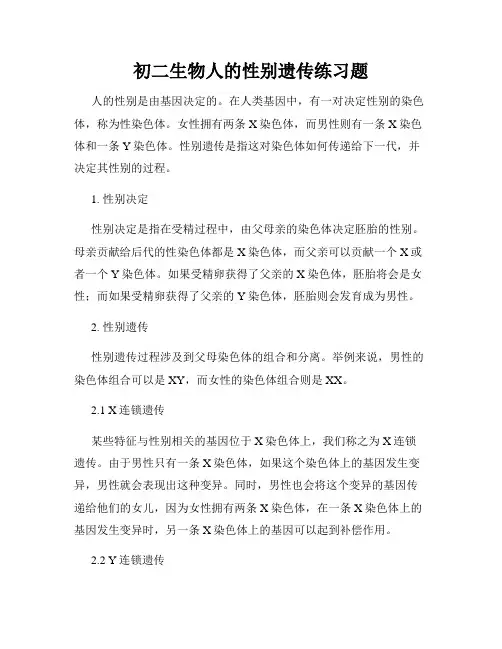初二生物人的性别遗传练习题