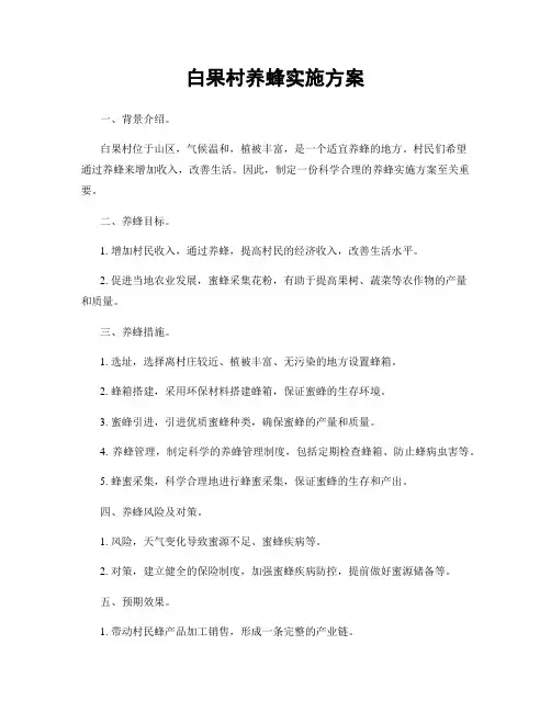 白果村养蜂实施方案