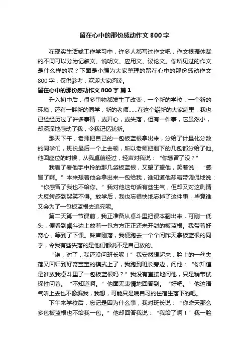 留在心中的那份感动作文800字（精选41篇）