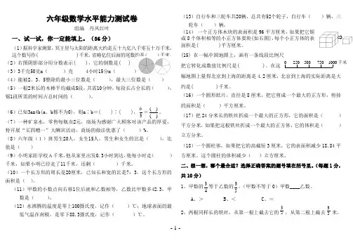 六年级数学水平能力测试卷