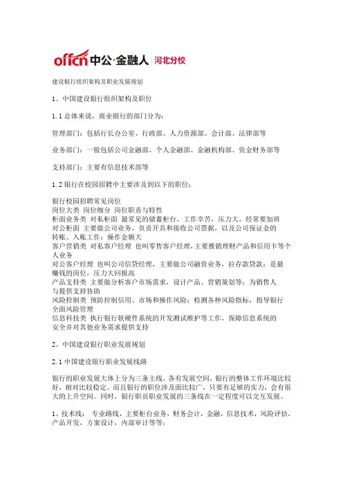 建设银行组织架构及职业发展规划