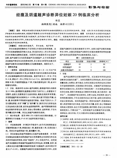 经腹及阴道超声诊断异位妊娠20例临床分析