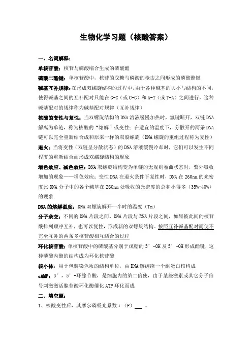 生物化学习题(核酸答案)