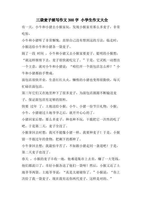 三袋麦子续写作文300字 小学生作文大全