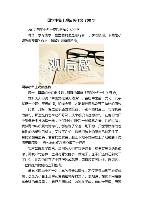 国学小名士观后感作文800字
