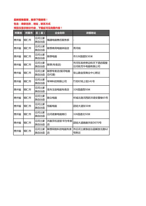 新版贵州省铜仁市沿河土家族自治县电脑企业公司商家户名录单联系方式地址大全12家