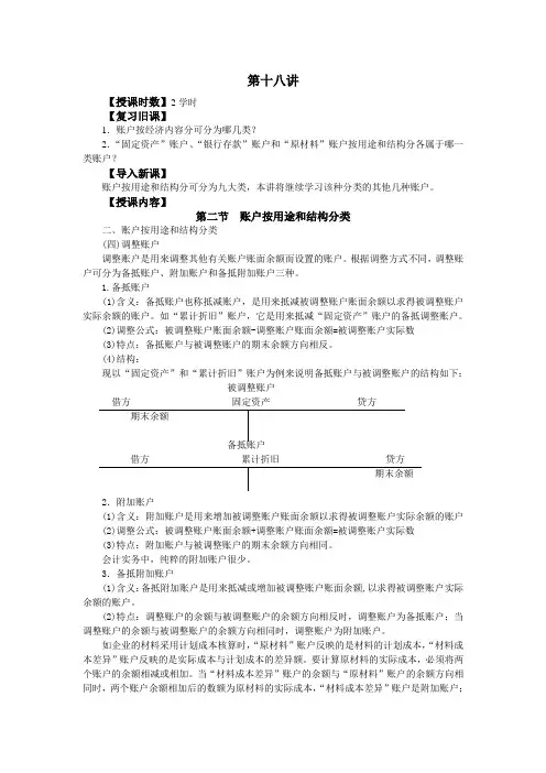 第18讲 账户按用途和结构分类