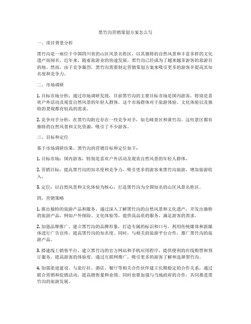 黑竹沟营销策划方案怎么写