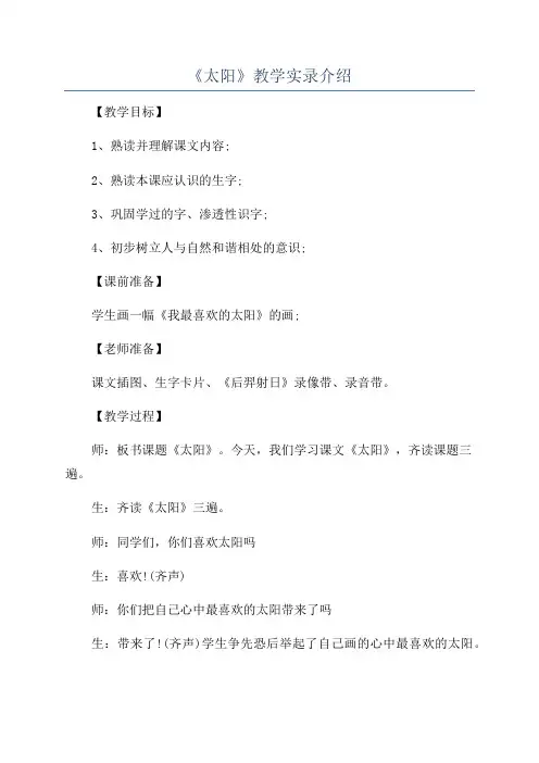 《太阳》教学实录介绍