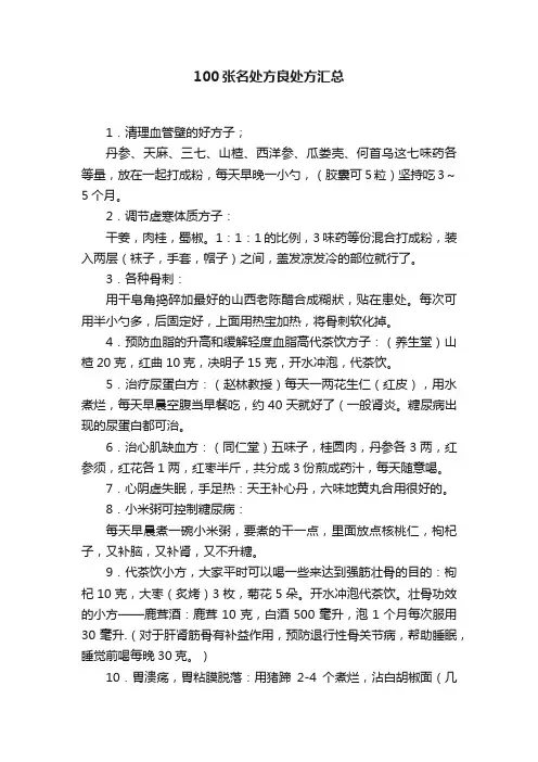 100张名处方良处方汇总