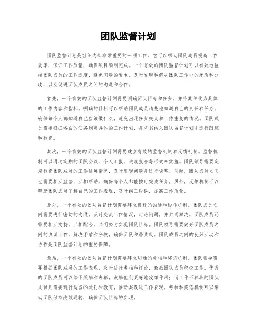 团队监督计划