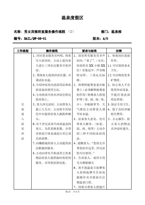 7男女宾部浴室服务操作规程