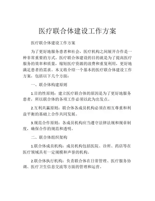 医疗联合体建设工作方案