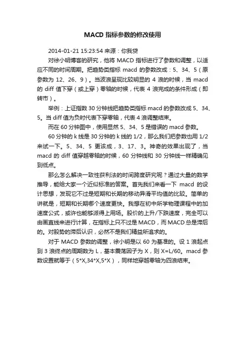 MACD指标参数的修改使用