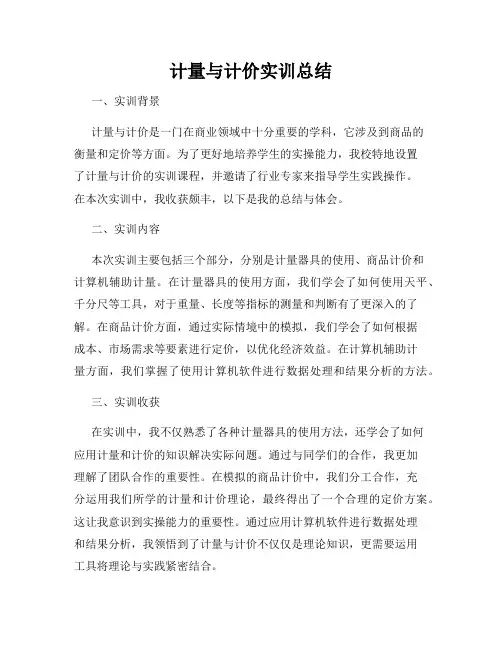 计量与计价实训总结