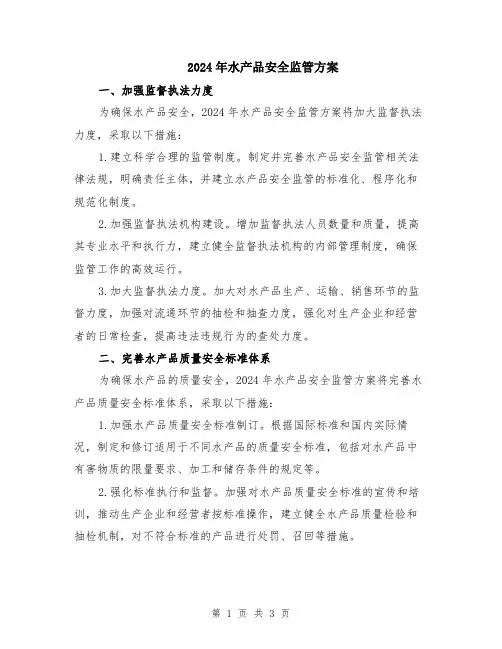 2024年水产品安全监管方案