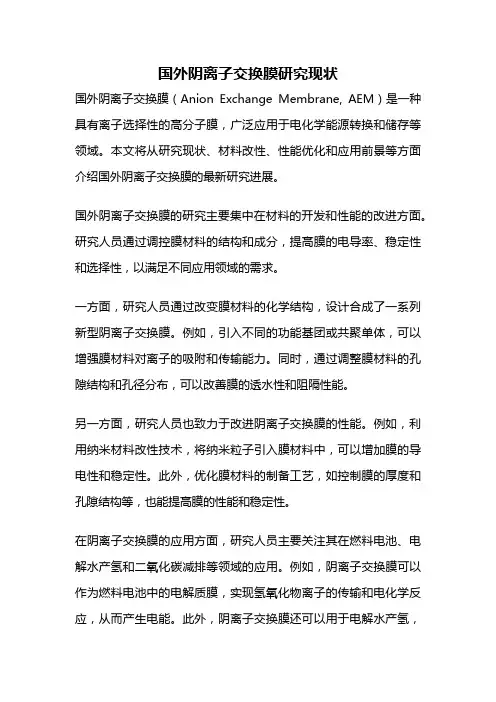 国外阴离子交换膜研究现状