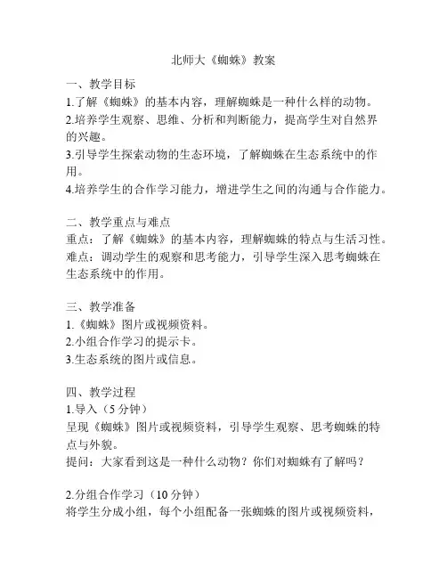 北师大《蜘蛛》教案