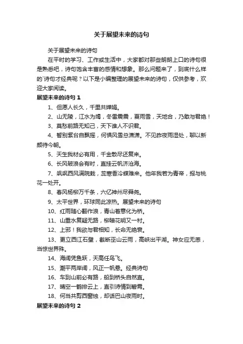 关于展望未来的诗句