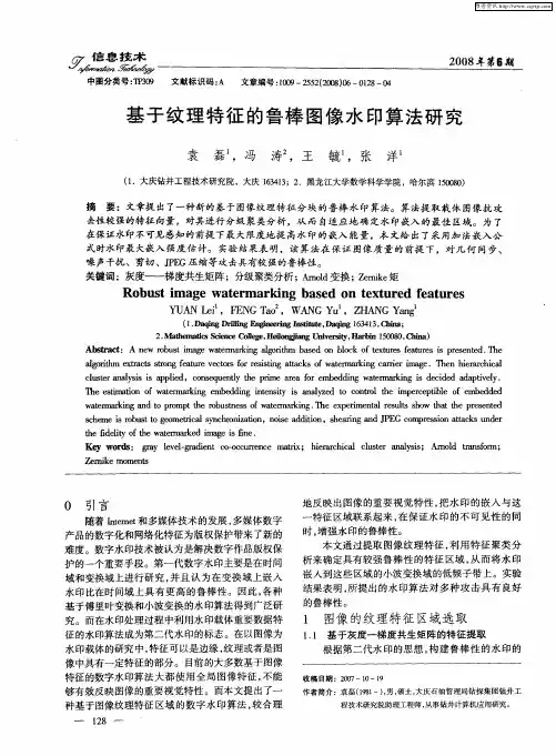 基于纹理特征的鲁棒图像水印算法研究