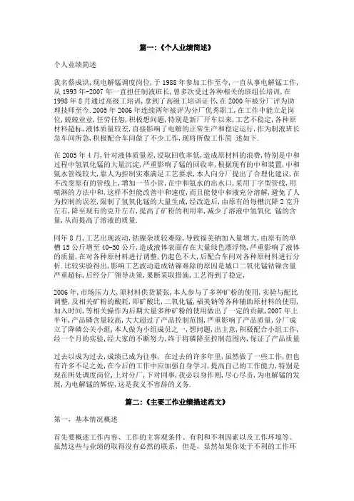 个人业绩简介怎么写