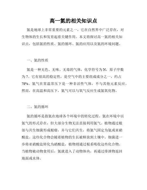 高一氮的相关知识点