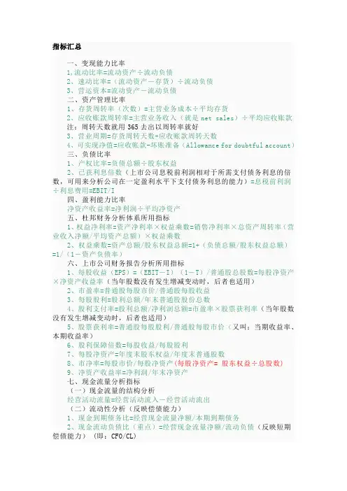 指标汇总