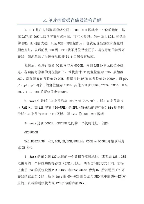 51单片机数据存储器结构详解