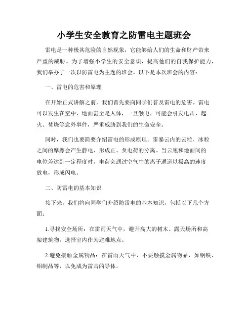小学生安全教育之防雷电主题班会