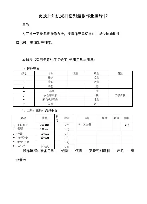 更换抽油机光杆密封盘根作业指导书.doc